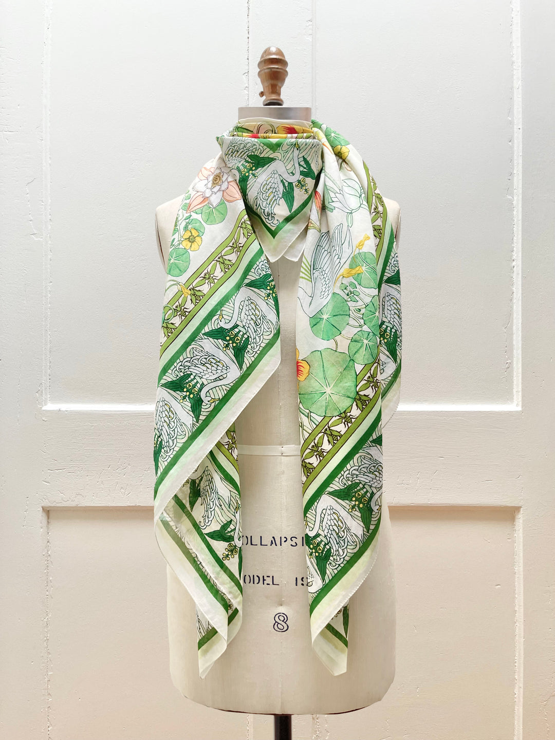 Made to order, 2024 Shawl (S) 42　Green×White , silk linen cotton , stole, handweaving art, gift