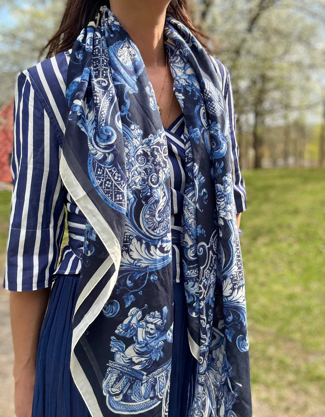 Cotton-Silk Venetian Serenade Scarf | Hand sewn designer silk scarves