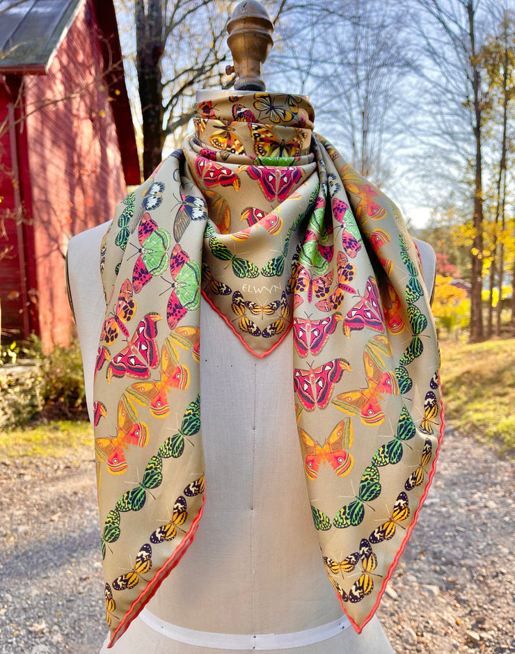 Elwyn New York Aztec Butterfly Scarf | Hand sewn designer silk scarves