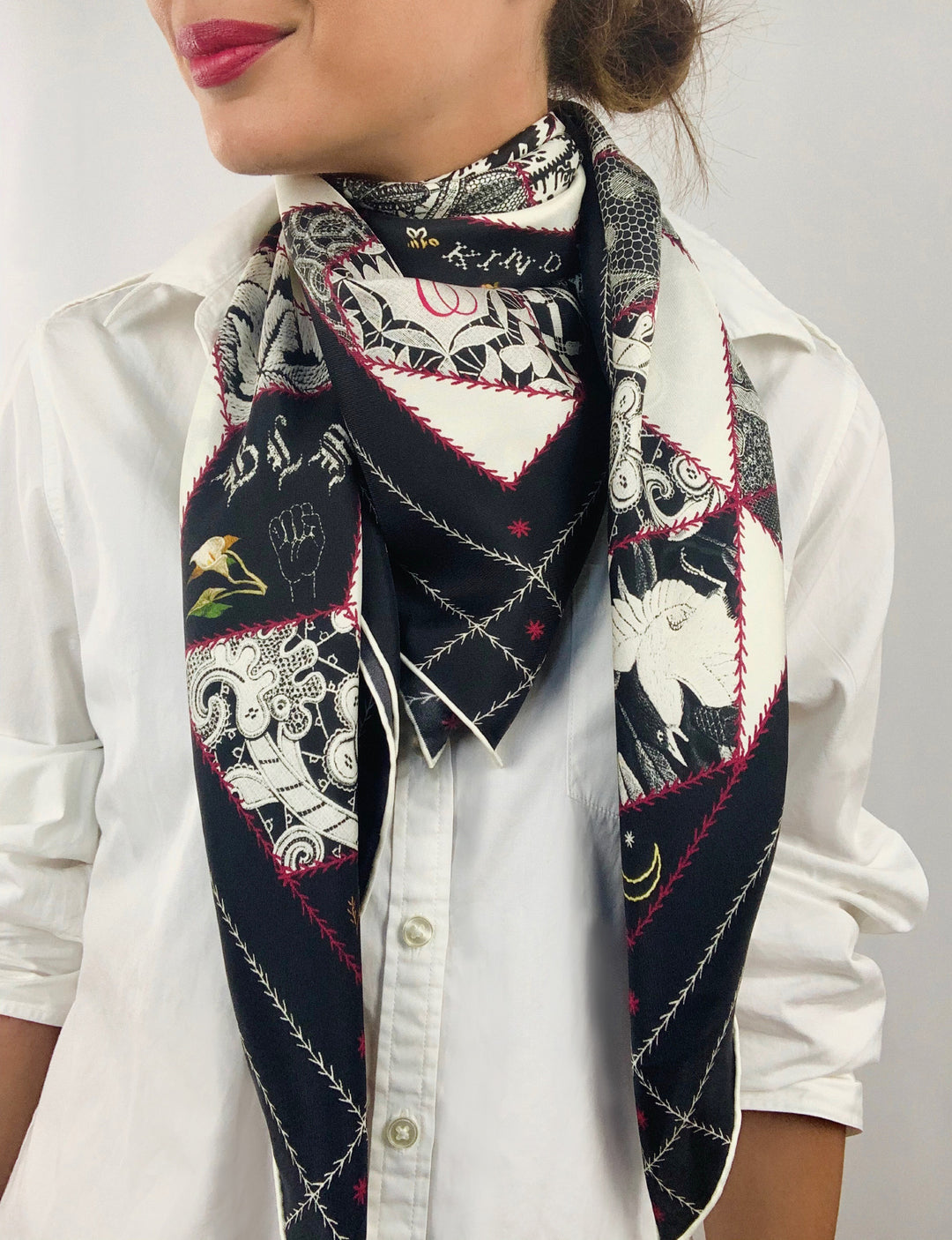 Elwyn New York Crazy Quilt Scarf | Hand sewn designer silk